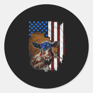 Amerikaanse Koe van vlaggenboeren - Cadeau Ronde Sticker