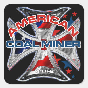 AMERIKAANSE KOLENMINEUR VIERKANTE STICKER