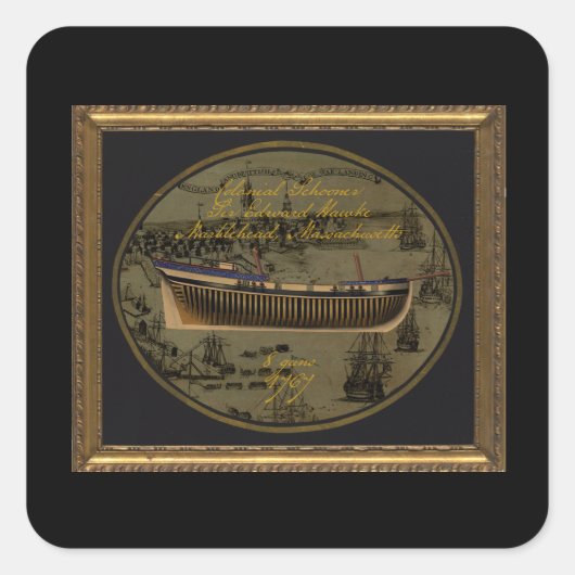 Amerikaanse koloniale schoener Sir Edward Hawke Vierkante Sticker (Voorkant)