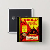 Amerikaanse Koopvaardij - schrijf vandaag in! Vierkante Button 5,1 Cm (Voorkant /achterkant)