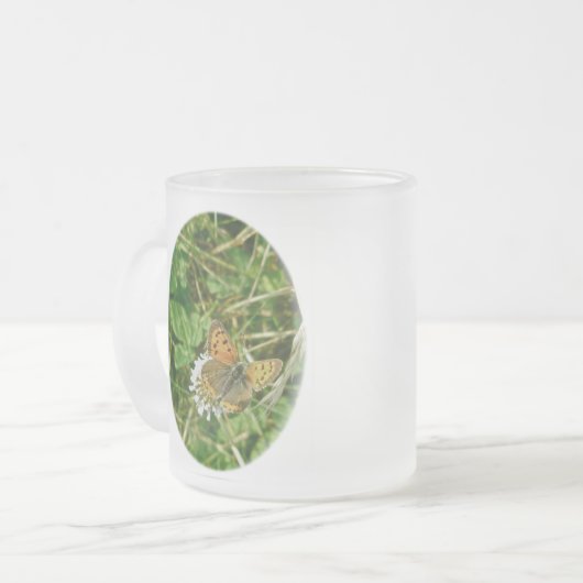 Amerikaanse kopervlinder matglas koffiemok (Voorkant links)