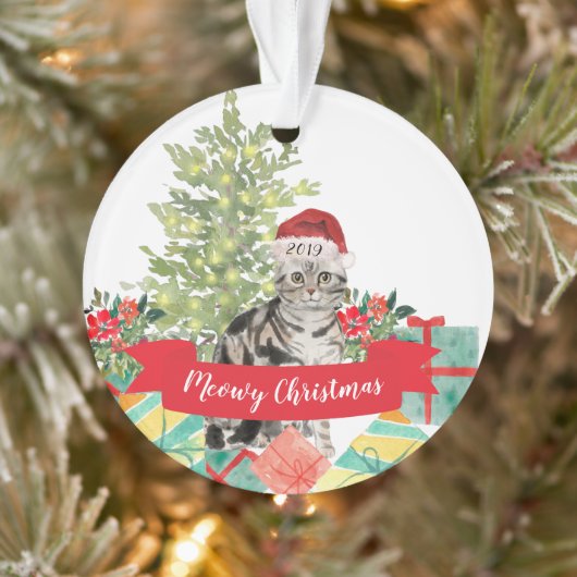 Amerikaanse Korthaar bruin Tabby Kerstmis Ornament (Boom)