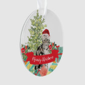 Amerikaanse Korthaar bruin Tabby Kerstmis Ornament (voorkant)