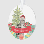 Amerikaanse Korthaar bruin Tabby Kerstmis Ornament (voorkant)