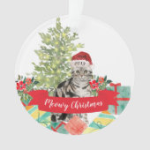 Amerikaanse Korthaar bruin Tabby Kerstmis Ornament (voorkant)