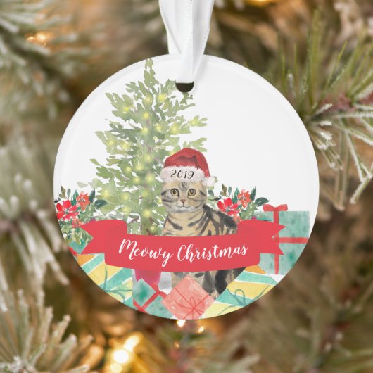 Amerikaanse Korthaar bruine Tabby Kerstmis Ornament (Boom)
