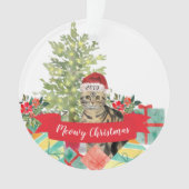 Amerikaanse Korthaar bruine Tabby Kerstmis Ornament (voorkant)