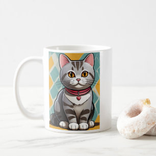 Amerikaanse Korthaar Kat Abstract Art Feline Koffiemok