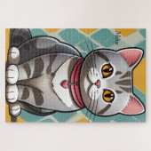 Amerikaanse Korthaar Kat Abstract Art Feline Legpuzzel (Horizontaal)