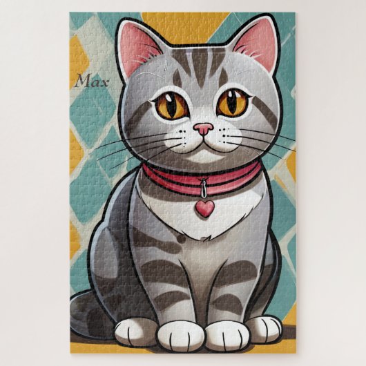 Amerikaanse Korthaar Kat Abstract Art Feline Legpuzzel (Verticaal)