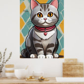 Amerikaanse Korthaar Kat Abstract Art Feline Poster (Keuken)