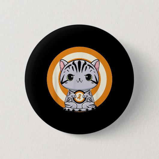 Amerikaanse Korthaar Kat Anime Kitten Leukemie Bew Ronde Button 5,7 Cm (Voorkant)