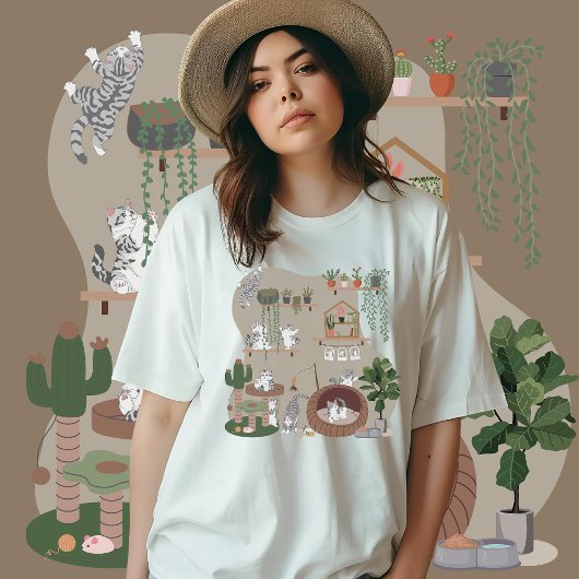 Amerikaanse Korthaar Kat, Spelen in Cat Tree Home T-shirt