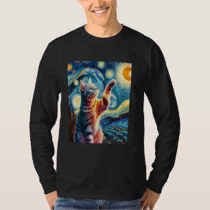 Amerikaanse Korthaar Kat Sterrennacht Schilderij T-shirt