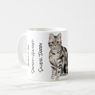 Amerikaanse Korthaar Zilver Tabby Kat Koffiemok