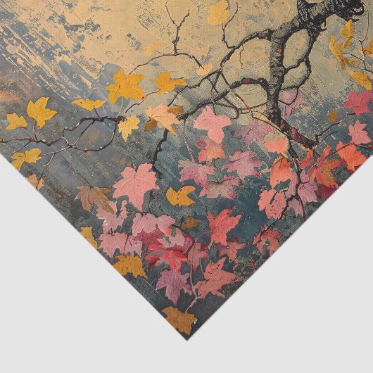 Amerikaanse kraai herfst gebladerte schilderij Dec Tissuepapier (Detail)