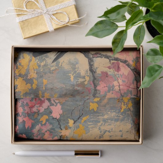 Amerikaanse kraai herfst gebladerte schilderij Dec Tissuepapier (Geschenk)