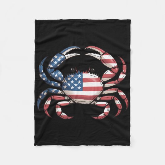 Amerikaanse krab US-vlag zeevruchten Fleece Deken (Voorkant)