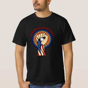 Amerikaanse Kracht – Verenigd Staan We Sterk Vuist T-shirt