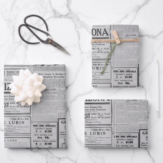 Amerikaanse krant Antiek reclame Inpakpapier Vel (Voorkant)