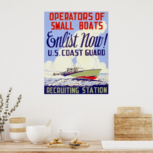 Amerikaanse kustwacht ~  Tweede Wereldoorlog. Poster (Keuken)