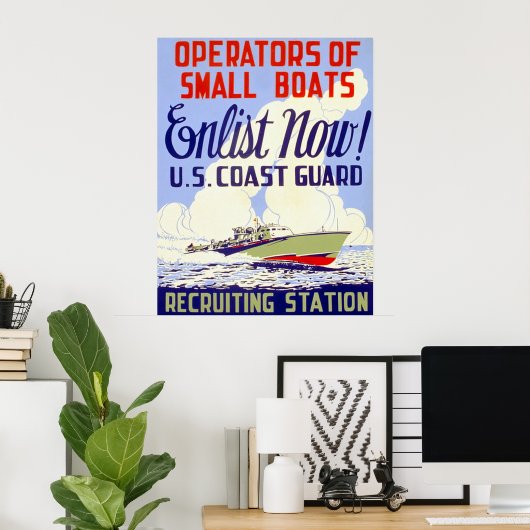 Amerikaanse kustwacht ~  Tweede Wereldoorlog. Poster (Thuiskantoor)