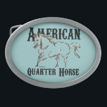 Amerikaanse kwartpaard gesp<br><div class="desc">Show van je liefde voor het American Quarter Horse met dit originele Westerne ontwerp van kunstenaar Melissa Hughes.</div>