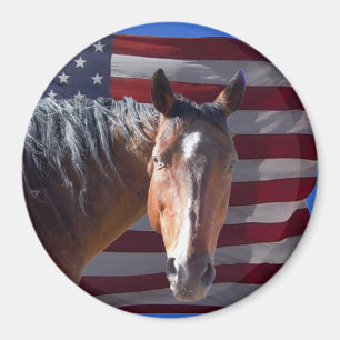 Amerikaanse kwartpaarden en -vlag - patriottisch magneet