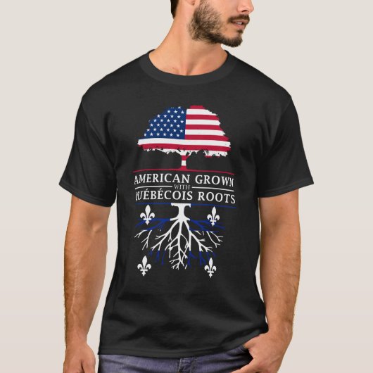 Amerikaanse kweek met Quebecois    RootsQuebec T-shirt (Voorkant)