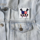 Amerikaanse Lacrosse Pin Vierkante Button 5,1 Cm (In situ)