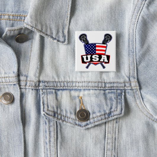 Amerikaanse Lacrosse Pin Vierkante Button 5,1 Cm (In situ)