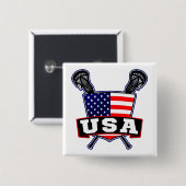 Amerikaanse Lacrosse Pin Vierkante Button 5,1 Cm (Voorkant /achterkant)