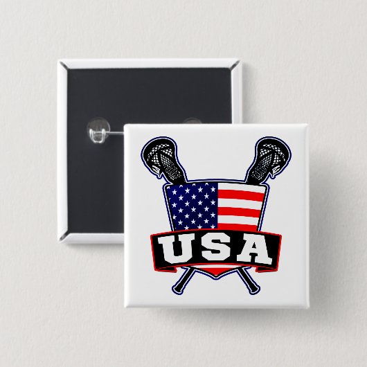 Amerikaanse Lacrosse Pin Vierkante Button 5,1 Cm (Voorkant /achterkant)