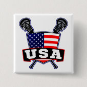 Amerikaanse Lacrosse Pin Vierkante Button 5,1 Cm (Voorkant)