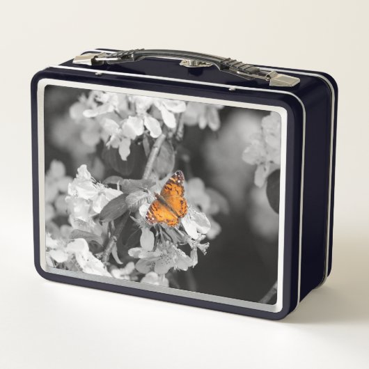 Amerikaanse Lady Butterfly on Blossom Lunch Box (Achterkant)