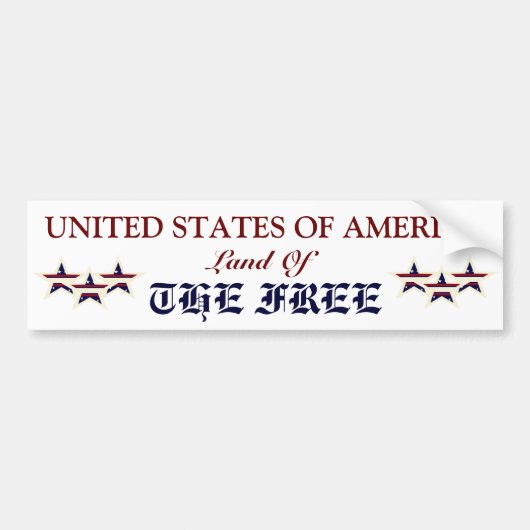 AMERIKAANSE LAND VAN DE VRIJE BUMPERSTICKER (Voorkant)