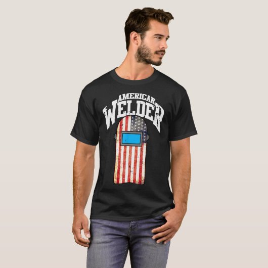 Amerikaanse lasser US vlag lassen capuchon cadeau T-shirt (Voorkant volledig)