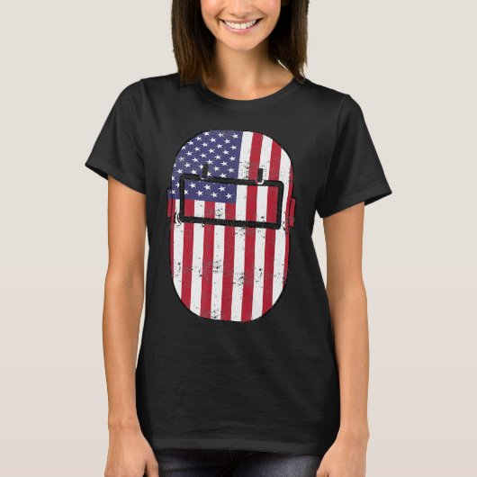 Amerikaanse lasser US vlag lassen kap geschenk 4nf T-shirt (Voorkant)