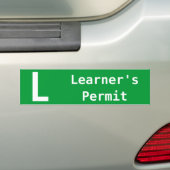 Amerikaanse leervergunning nieuwe L-driver groen Bumpersticker (Op auto)