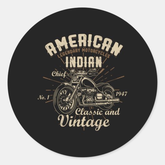 Amerikaanse Legendary Motorcycli Indische opperbev Ronde Sticker (Voorkant)