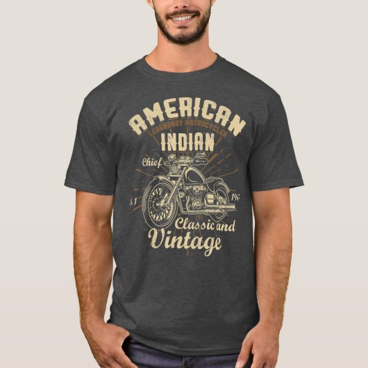 Amerikaanse Legendary Motorcycli Indische opperbev T-shirt (Voorkant)