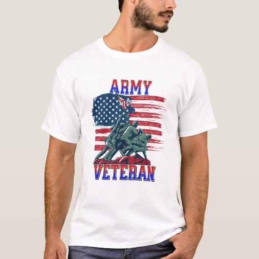 Amerikaanse leger veteraan vlag verhogen hulde t-shirt (Voorkant)