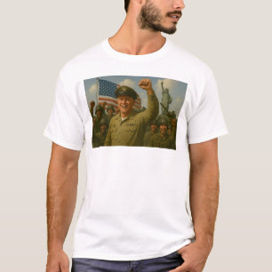 Amerikaanse legerkolonel staat sterk met troepen t-shirt