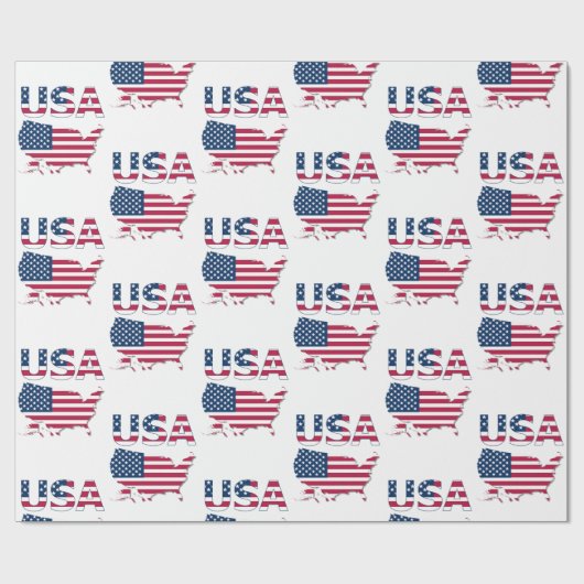 Amerikaanse Lettering en Kaart op Vlag Politiek Pa Cadeaupapier (Vlak)