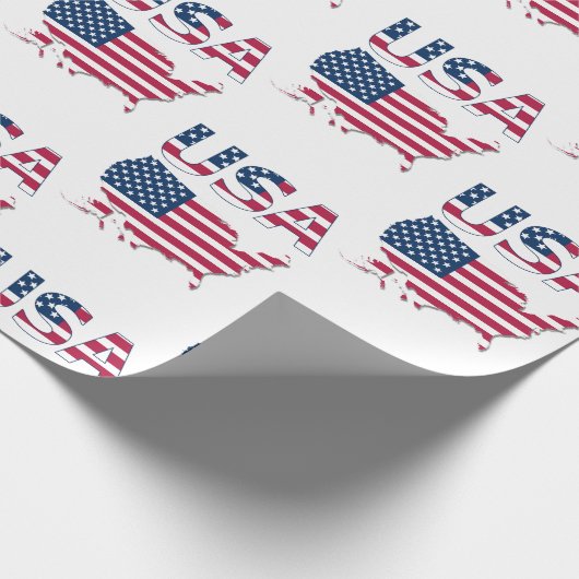 Amerikaanse Lettering en Kaart op Vlag Politiek Pa Cadeaupapier (Hoek)