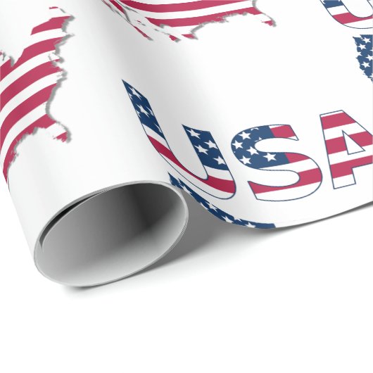 Amerikaanse Lettering en Kaart op Vlag Politiek Pa Cadeaupapier (Rol Hoek)