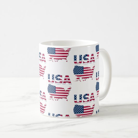 Amerikaanse Lettering en Kaart op Vlag Politiek Pa Koffiemok (Voorkant rechts)