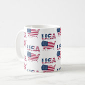 Amerikaanse Lettering en Kaart op Vlag Politiek Pa Koffiemok (Voorkant links)