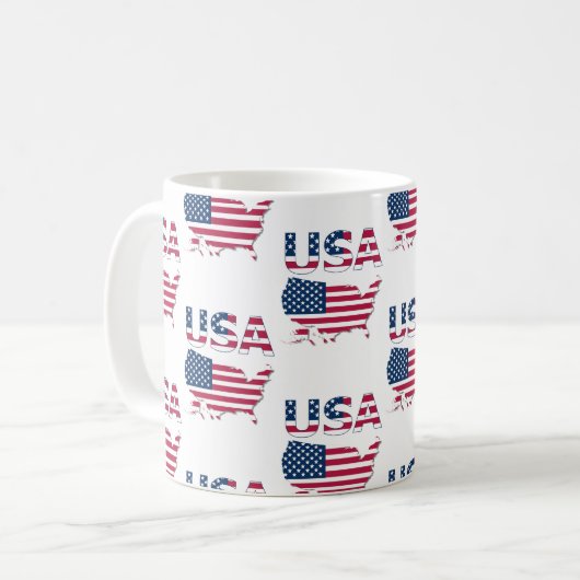 Amerikaanse Lettering en Kaart op Vlag Politiek Pa Koffiemok (Voorkant links)