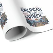 Amerikaanse Leven Vibes Patriottische Meer Vector Cadeaupapier (Rol Hoek)